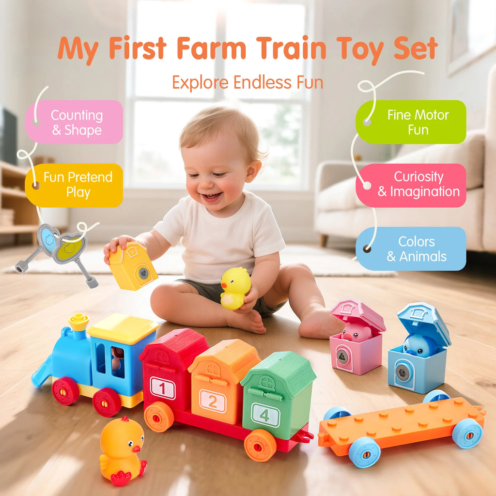 Tots and Mom Train Set with Farm Animals